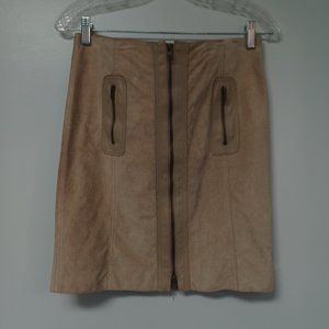 Bebe Suede Leather Mini Skirt, Tan, Size 0